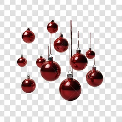 Bola De Natal Vermelho E Prata Elemento 3D Png 4K