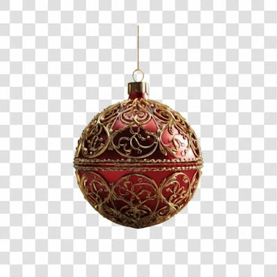 Bola De Natal Vermelho E Prata Elemento 3D Png 4K