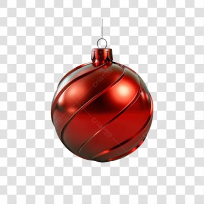 Bola De Natal Vermelho E Prata Elemento 3D Png 4K