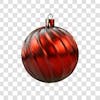 Red and silver christmas ball, 3d png element, 4k