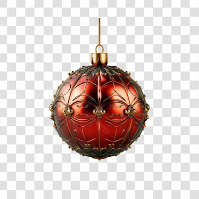 Bola De Natal Vermelho E Prata Elemento 3D Png 4K