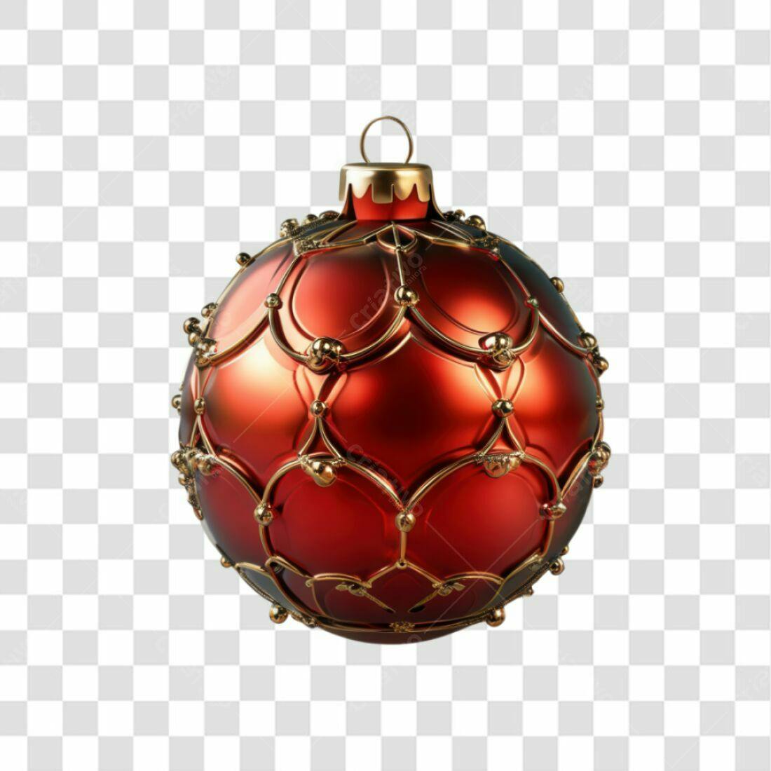 Enfeite Natalino Vermelho e Dourado PNG com fundo transparente