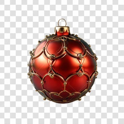 Bola De Natal Vermelho E Prata Elemento 3D Png 4K