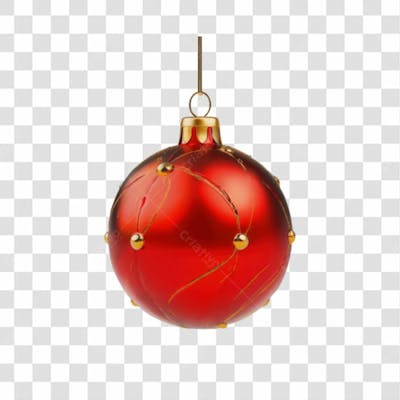 Bola De Natal Vermelho E Prata Elemento 3D Png 4K