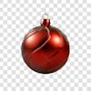 Red and silver christmas ball 3d png 4k ornament