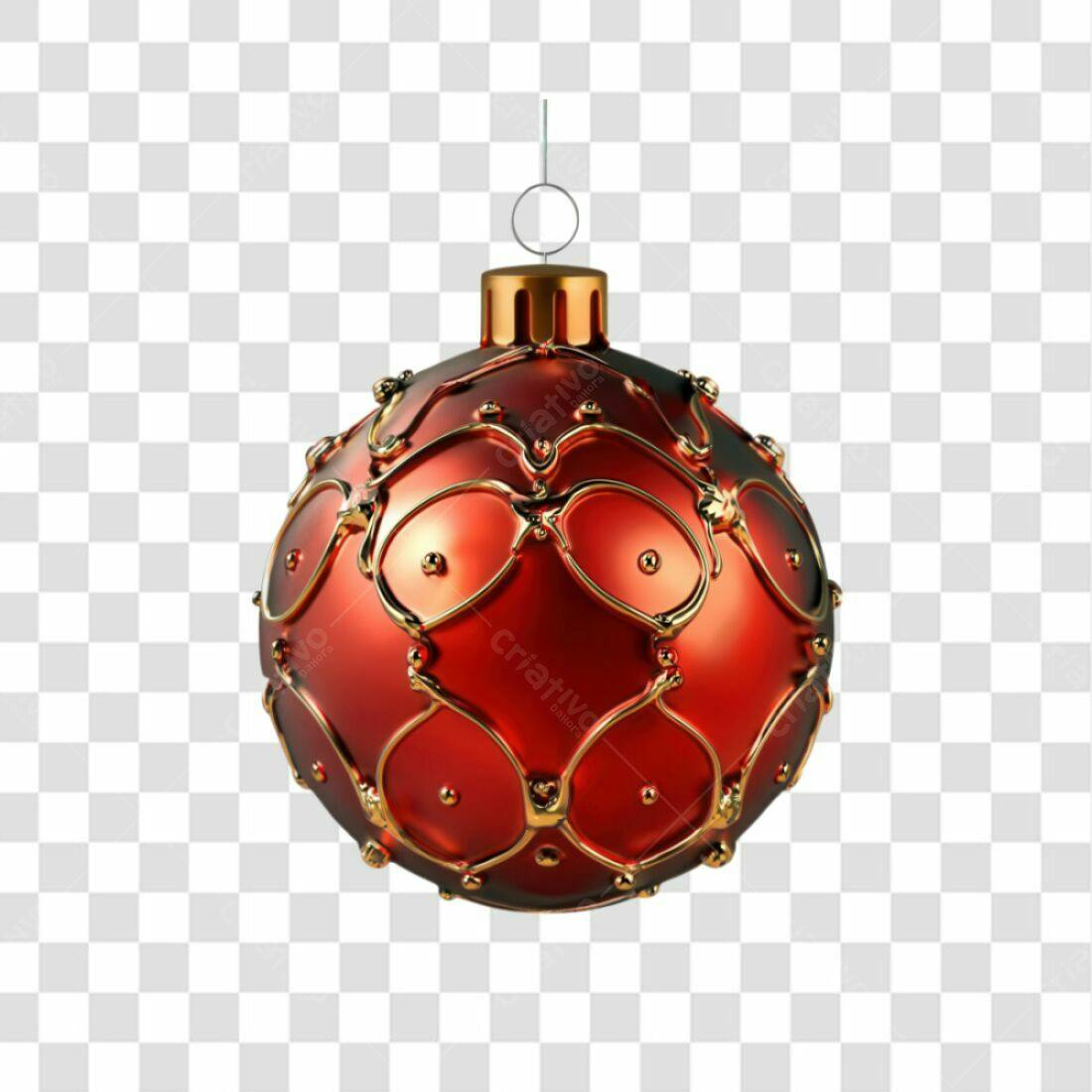 Enfeite Natalino Vermelho e Dourado PNG com fundo transparente