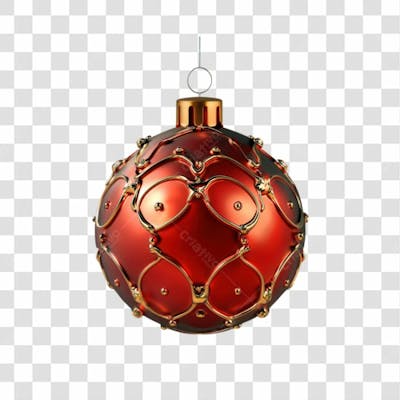 Bola De Natal Vermelho E Prata Elemento 3D Png 4K