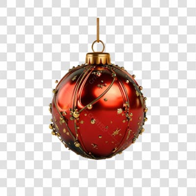 Bola De Natal Vermelho E Prata Elemento 3D Png 4K
