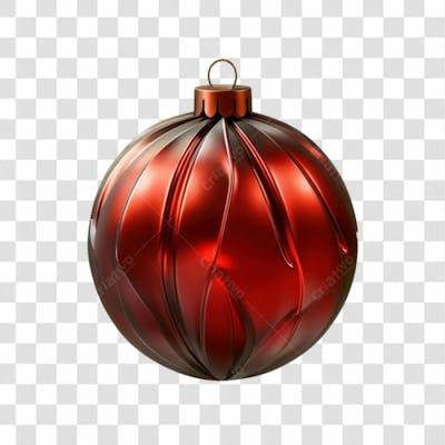 Bola De Natal Vermelho E Prata Elemento 3D Png 4K