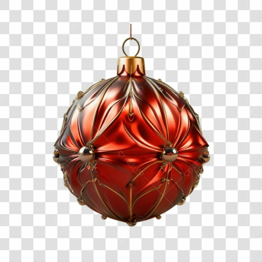 Enfeite Natalino Vermelho e Dourado PNG com fundo transparente
