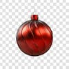 Red and silver christmas ball 3d png 4k element