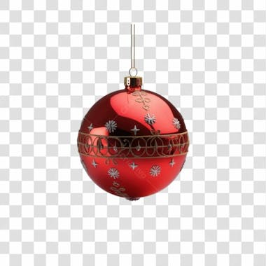 Bola de natal vermelho e prata elemento 3d png 4k