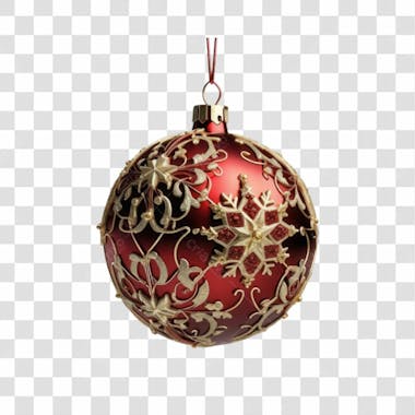 Bola de natal vermelho e prata elemento 3d png 4k