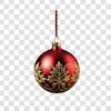 Red and silver christmas ball 3d png element 4k