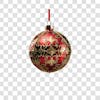 Red and silver christmas ball 3d png element 4k