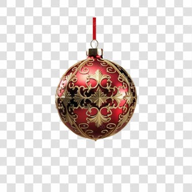 Bola de natal vermelho e prata elemento 3d png 4k