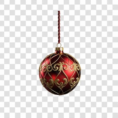 Bola de natal vermelho e prata elemento 3d png 4k