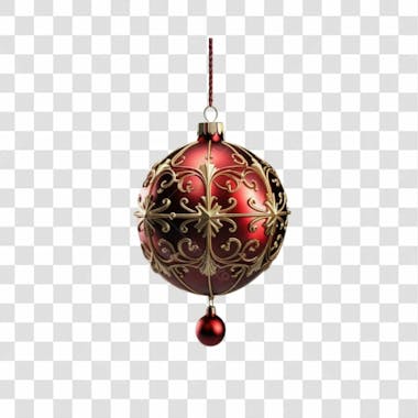 Bola de natal vermelho e prata elemento 3d png 4k