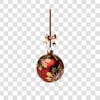 Red and silver christmas ball 3d png 4k