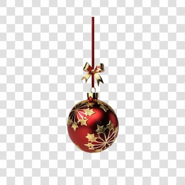 Bola de natal vermelho e prata elemento 3d png 4k