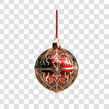 Bola de natal vermelho e prata elemento 3d png 4k