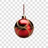 Red and silver christmas ball, 3d element png 4k