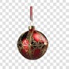 Red and silver christmas ball 3d png 4k