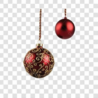 Bola de natal vermelho e prata elemento 3d png 4k