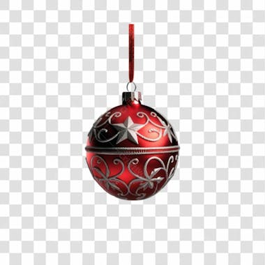 Bola de natal vermelho e prata elemento 3d png 4k