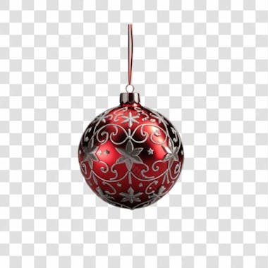 Bola de natal vermelho e prata elemento 3d png 4k