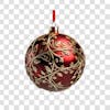 Red and silver christmas ball 3d png 4k, christmas ornament red and silver 3d png 4k, red and silver christmas bauble 3d png 4k.