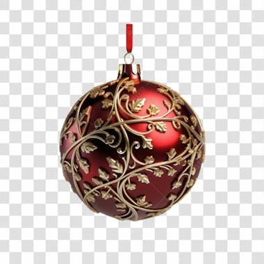 Bola de natal vermelho e prata elemento 3d png 4k