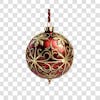 Red and silver christmas ball, 3d png element, 4k.