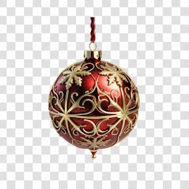 Bola de natal vermelho e prata elemento 3d png 4k