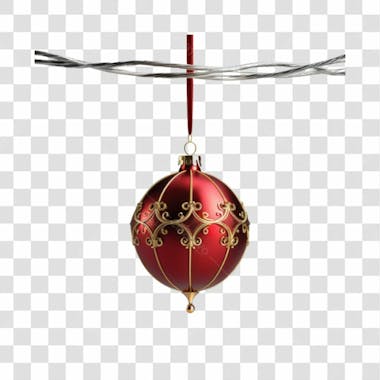 Bola de natal vermelho e prata elemento 3d png 4k