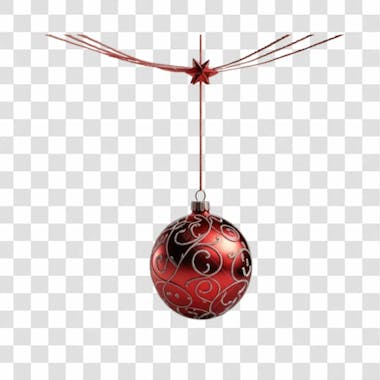 Bola de natal vermelho e prata elemento 3d png 4k