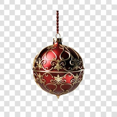 Bola de natal vermelho e prata elemento 3d png 4k