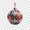 Bola de natal vermelho e prata elemento 3d png 4k