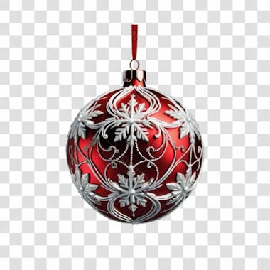 Bola de natal vermelho e prata elemento 3d png 4k