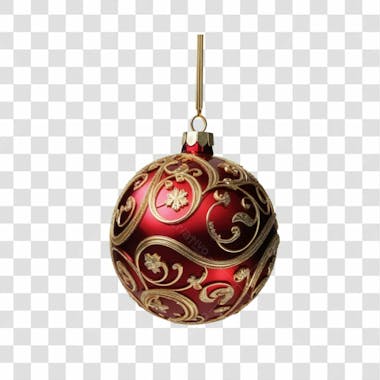 Bola de natal vermelho e prata elemento 3d png 4k