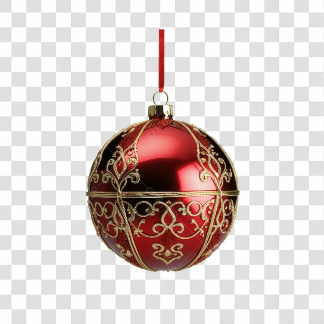 Enfeite Natalino Vermelho e Dourado PNG com fundo transparente
