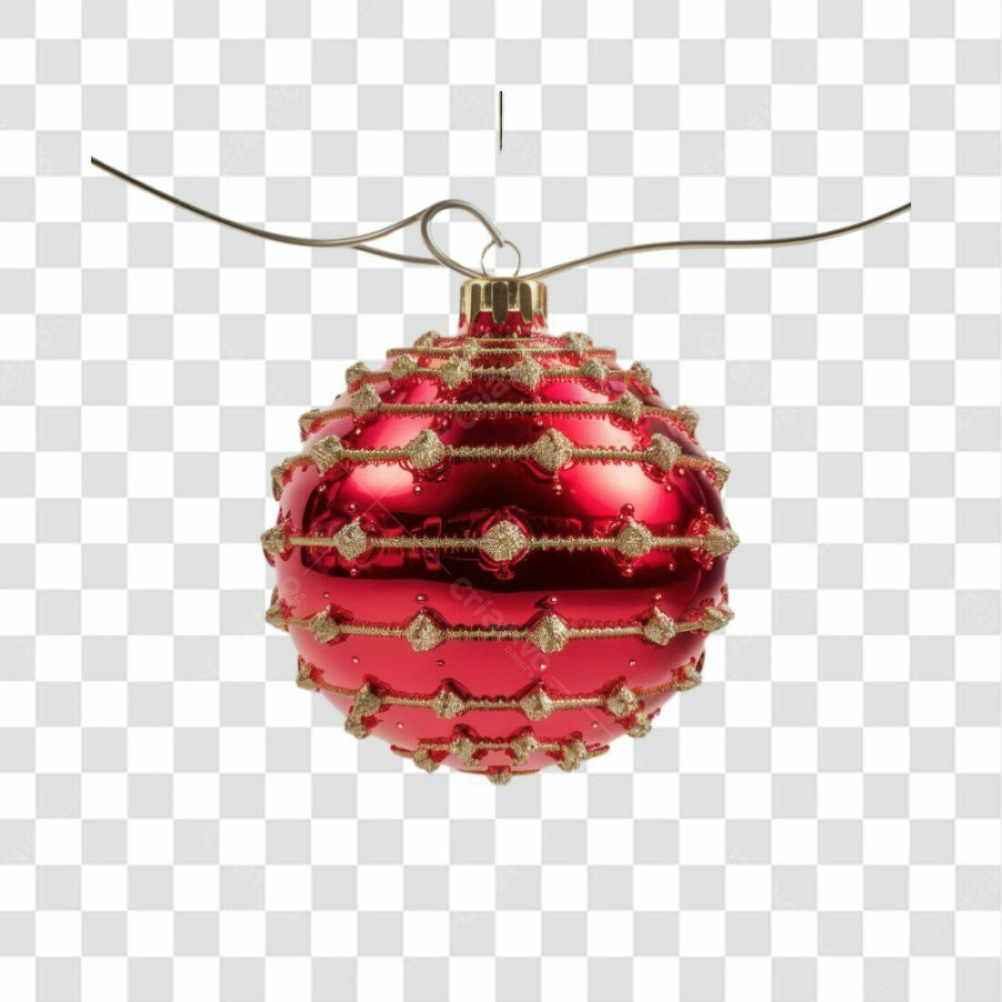 Enfeite Natalino Vermelho e Dourado PNG com fundo transparente