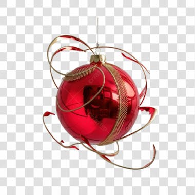 Bola de natal vermelho e prata elemento 3d png 4k