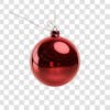 Red and silver christmas ball 3d png element 4k