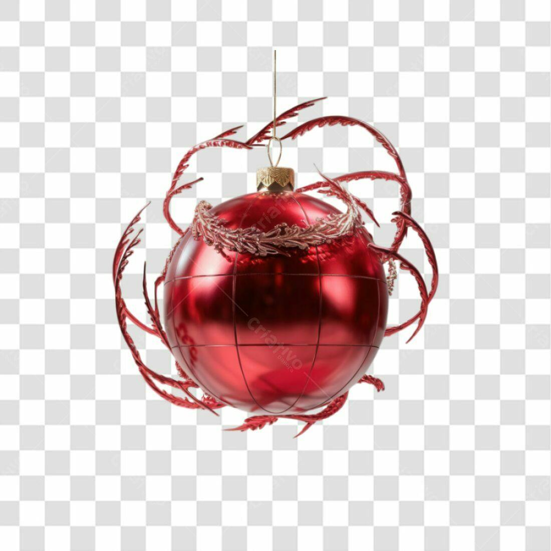 Enfeite Natalino Vermelho PNG com fundo transparente