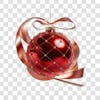 Red and silver christmas ball 3d png 4k