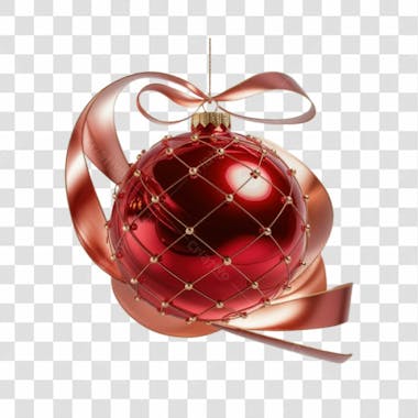 Bola de natal vermelho e prata elemento 3d png 4k