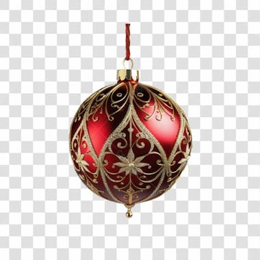 Bola de natal vermelho e prata elemento 3d png 4k