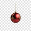 Red and silver christmas ball 3d png element 4k