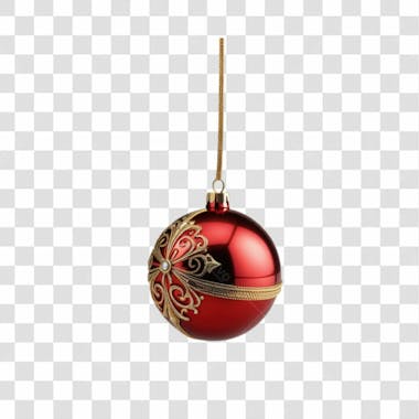 Bola de natal vermelho e prata elemento 3d png 4k